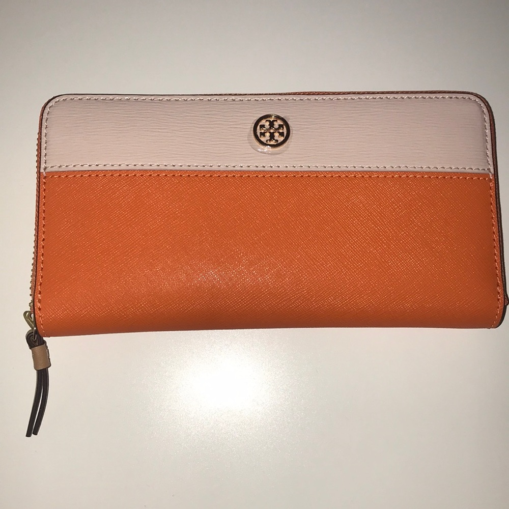 Tory Burch orange Robinson wallet